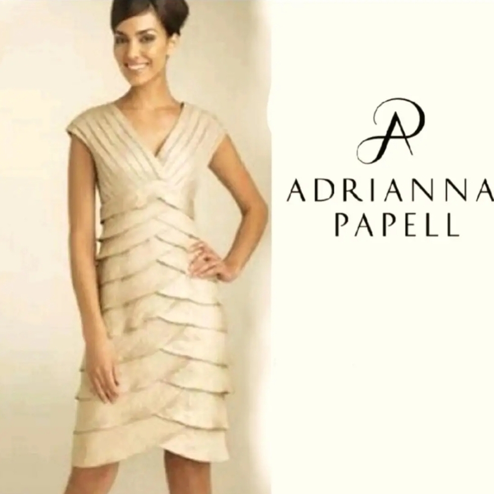 NWT Adrianna Papell Champagne Cocktail Dress ~4